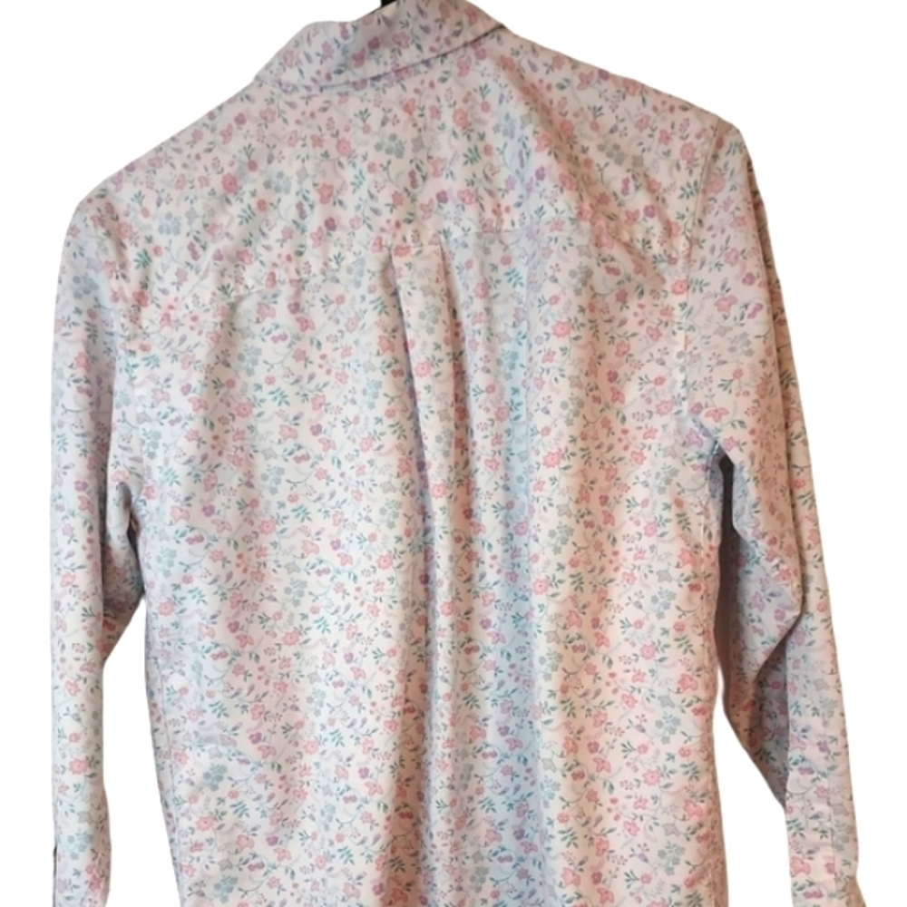 Cabin Creek Wrinkle Free floral detail LS button down shirt Sz 6P S M - Picture 3 of 8